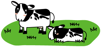 乳牛2匹で牧場（草あり）